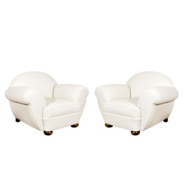 Pair of large Art Deco club armchairs