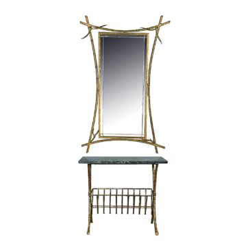 Console mirror, magazine rack set
