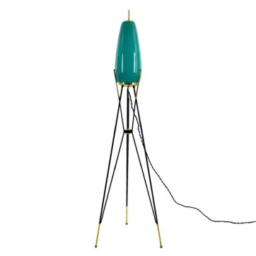 Turquoise tripod standing lamp - Italy 1960